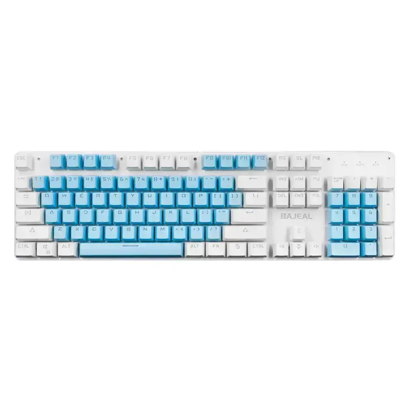 Teclado mecánico con cable para videojuegos, teclado de alta calidad con logotipo personalizado, interruptor azul, 104 teclas