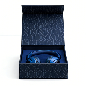 Caja Rígida Plegable con Logotipo Personalizado de Fábrica para Auriculares 3C y Accesorios Electrónicos, Cierre Magnético, Cartón Gris Reciclable - Product Image 3