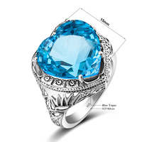 Bague vintage en argent 925 avec topaze bleue/moissanite pour femme, cadeau de la Saint-Valentin ou d'anniversaire, qualité excellente, bijoux fins personnalisés