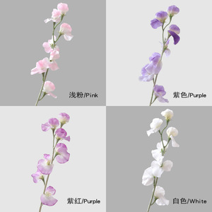 Bouquet de fleurs artificielles de pois doux Yoshinobu, pétales en soie et coton, blanc, rose, violet, rouge rosé, décoration nordique pour la maison, vase pour salon - Product Image 3