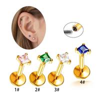 Perhiasan tindik telinga labret titanium hypoallergenic ASTM F136 G23 dengan ulir dalam, grosir