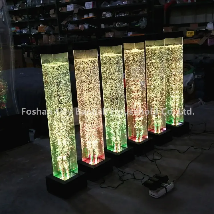 Decoración de fondo de boda, luz LED cuadrada iluminada, tubo de burbuja de agua