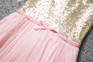 Robe d'été pour bébé fille, style américain, à col halter, en tissu à sequins et dentelle, ornée de fleurs, best-seller - Product Image 6