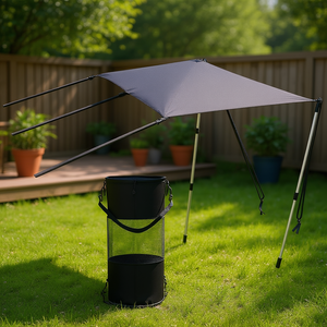 Auvent Pare-Soleil T-Top 4 x 5 pieds, en Polyester Anti-UV, Imperméable, Autoportant, avec Structure en Acier, pour Patio, Design Moderne - Product Image 2