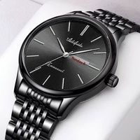 Aili Feida Montre à quartz pour homme avec bracelet en acier inoxydable, boîtier de 9 mm, étanche 30 m, cadran à aiguilles lumineuses