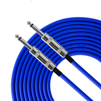 Kabel Gitar Merah Grosir Pabrik 6.35mm Kabel Instrumen Lurus Colokan Logam Berlapis Emas Panjang Kustom Kabel Amp