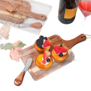 Wooden Cutting <b>Board</b> With Handle Acacia Wood Pizza Serving <b>Board</b> Rectangle Solid Wood Dessert <b>Cake</b> Plate - Product Image 5