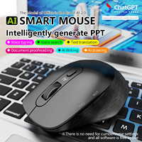 Tetikus suara AI cerdas, Mouse nirkabel translasi, tetikus USB Mini pelacak optik, Mouse vertikal, klik senyap, rumah