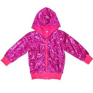 Giacche di paillettes personalizzate per ragazze giacca invernale Varsity Plain per bambino giacca con cappuccio