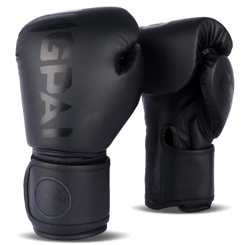 Alle schwarz kick boxing handschuhe für männer frauen pu karate muay thai Guantee De Boxeo freies kampf mma Sanda training