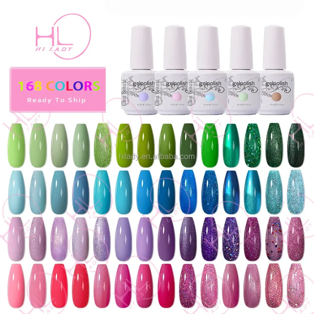 Hilady — vernis à ongles Gel, Soak Off, uv, choix de couleurs, bouteille OEM, privée, Nail art, pièces