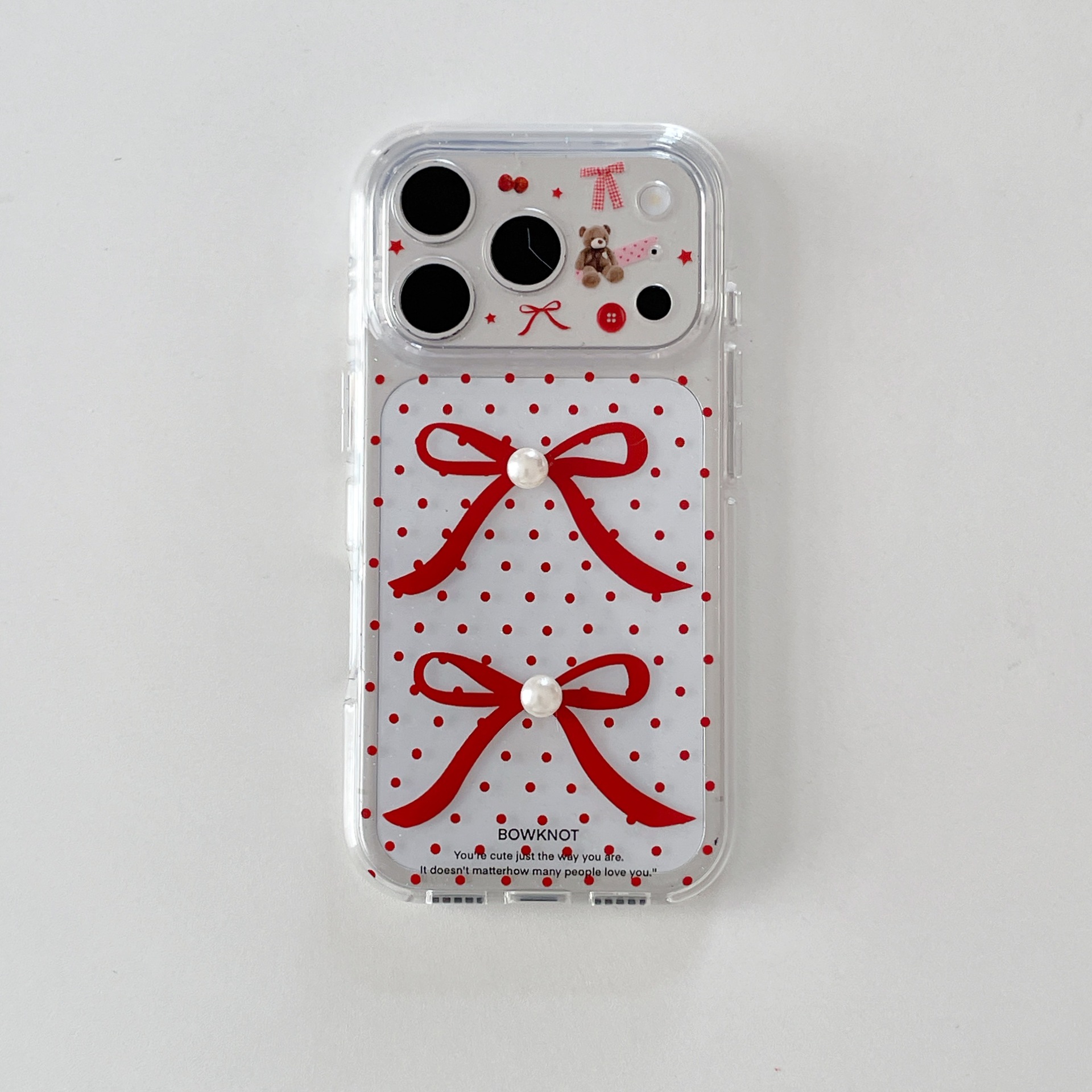 Red dot bow 3D pearl