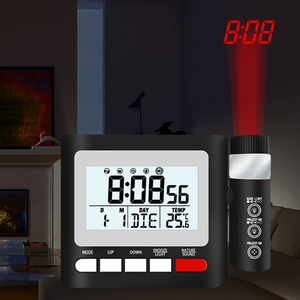 Numérique 180 ° Réveil de bureau rotatif avec projection de l'heure, variateur d'intensité, fonction snooze, calendrier, radio FM, affichage de la date et de la température, pour chevet et maison - Product Image 3