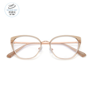 Montura de Gafas de Ojo de Gato Marrón, Anti Luz Azul, Montura Completa para Mujer, Material TR, Lentes Acrílicas de Origen Danyang - Product Image 1