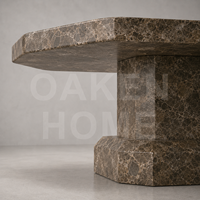Table de salon OAKEN, table basse rectangulaire en marbre travertin naturel sur mesure, table en pierre artisanale, meubles pour la maison