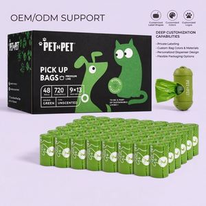 Sacs à déjections canines biodégradables personnalisés, grands rouleaux de recharges respectueux de l'environnement, non parfumés, avec additifs standard et EPI - Product Image 1