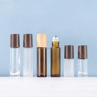 5ml 10ml 15ml Bouteilles à rouleaux de parfum en verre Roll-On avec couvercle en bois pour sérum de soin de la peau Commande minimale 100 pièces