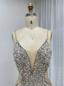 MC20110 Abito da Sera Formale Lungo a Sirena con Paillettes e Scollo a V, con Strascico, per Donna - Abiti di Lusso per Matrimoni e Balli di Gala - Product Image 4