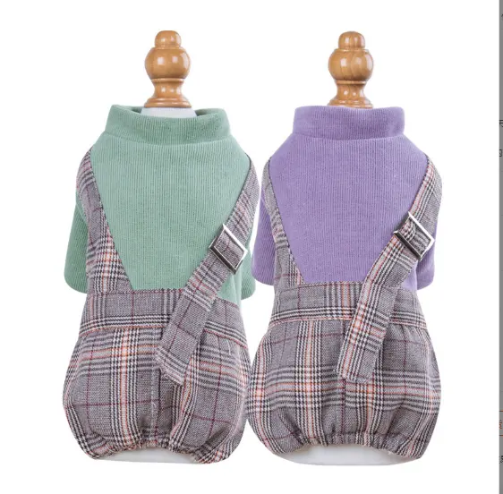 Maglione per animali domestici di nuova progettazione all'ingrosso autunno inverno tuta di cotone Plaid per animali domestici abbigliamento a quattro piedi
