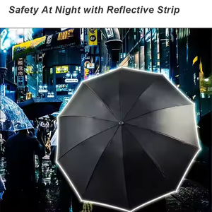 Nhôm xương sườn ô dù nhỏ gọn tự động mở parapluie mưa Dải phản chiếu LED xử lý tùy chỉnh đảo ngược gấp ô với logo - Product Image 3