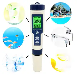 5 in 1 PH EC TDS tuzluluk sıcaklık Tester ölçer PH ölçer dijital yüksek doğruluk su kalitesi test cihazı PH tedarikçisi