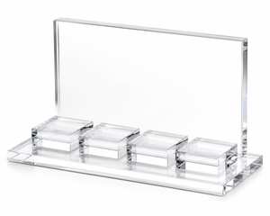 Présentoir cosmétique de luxe personnalisé HOTEAM en acrylique transparent, 4 niveaux, avec support solide et plaque arrière pour produits de soin et parfums - Product Image 1
