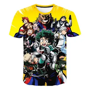 Benutzer definierte Sublimation Herren Digitaldruck T-Shirts Camisas Anime 3D T-Shirt Polyester mein Held Academia Shirt