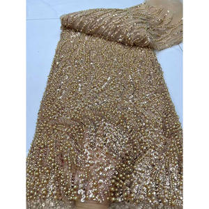 Noir brodé autriche 2024 perles lourdes de haute qualité paillettes <span class=keywords><strong>Net</strong></span> dentelle tissu matériel pour robe - Product Image 5