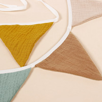 Guirlande de fanions en crêpe de coton pour anniversaire, décoration de chambre d'enfant, drapeaux de fête de maternelle, fanions triangulaires suspendus