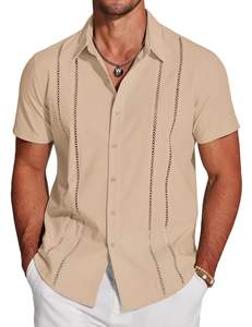 Camisa <span class=keywords><strong>Guayabera</strong></span> Cubana para Hombre, Manga Corta, con Botones, de Alta Calidad, Informal, de Lino, para Verano y Playa - Product Image 1