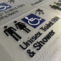 Panneaux de toilettes braille ADA personnalisés, plaques de nom de chambre d'hôtel personnalisées avec éclairage néon, étiquettes de porte en acrylique pour entreprises