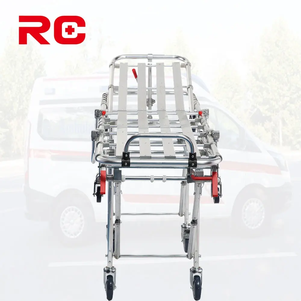 Darurat Adjuutable Ambulans Aluminium Ambulance Stretcher dengan Roda