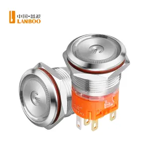 Interrupteur à bouton court avec base orange LANBOO, taille d'ouverture de 19mm, haute sensibilité et résistant à la température, ignifuge, pâté