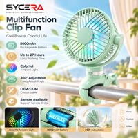 Ventilateur portable pour poussettes et landau - Batterie USB 8 000 mAh, éclairage LED, refroidissement prolongé