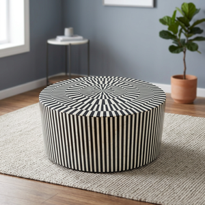Mesa de Centro Convertible de Estilo Moderno, de Alta Calidad, Ecológica, Duradera y Portátil, con Incrustaciones de Hueso, Estructura de Madera, Contemporánea - Product Image 1