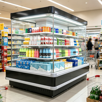Vitrine réfrigérée optimisée pour l'espace, à double face, avec grande île de stockage, pour l'aménagement des magasins de détail
