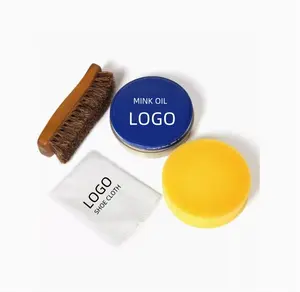 Logotipo personalizado Cuero visón Crema Aceite Esmalte para zapatos Bolsa de cuero Cuidado Hidratante Cuidado de cuero Aceite para zapatos Set