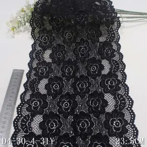 24cm nylon knitting yarn pressing black stretch lace trim for sewing underwear clothing accessories