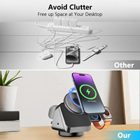 Support de charge rotatif pour écouteurs, montre et smartphone Anfuyou premium, chargeur sans fil magnétique 3 en 1 rapide 15W, d'origine usine.