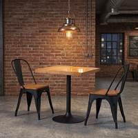 Table de salle à manger d'hôtel moderne, plateau en bois durable, base en fer, pour restaurant, café, bar, salon, banquet, mobilier de projet