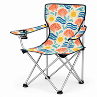 Chaise portable d'extérieur robuste avec accoudoirs, porte-gobelet et motif logo personnalisé pour Sunny Coast