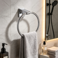 Moderner Hotel-Handtuchring mit Schrägtrapez-Basis aus Zinklegierung, Wandmontage-Handtuchhalter in Verschiedenen Ausführungen für Luxuriöse Badezimmer-Accessoires