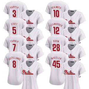 2025 camicie da Baseball con maglia bianca limitata da uomo philphia da uomo personalizzate taglie forti con uniformi con loghi ricamati cuciti - Product Image 4