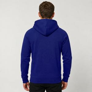 Sudadera con capucha azul para hombre, corte regular, de algodón tejido, informal, para otoño, hecha en India. - Product Image 3