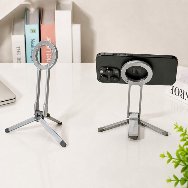 360 Rotation Compact Mini Portable Foldable Magnetic Ring Desktop Tripod Phone Stand Holder for Video Call Desk