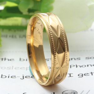 yunnique <b>Titanium</b> Steel <b>Ring</b> Gold Geometric Pattern Women's Fashion Jewelry Gift 23031 - Product Image 2