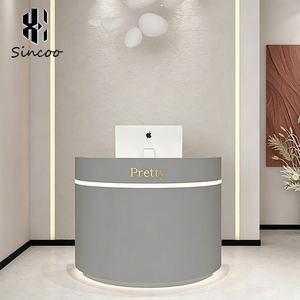 Modern White Curved Reception <b>Desk</b> Beauty Salon Small Reception <b>Desk</b> Hair Salon Reception Counter <b>Nail</b> Salon Spa Front <b>Desk</b> - Product Image 4