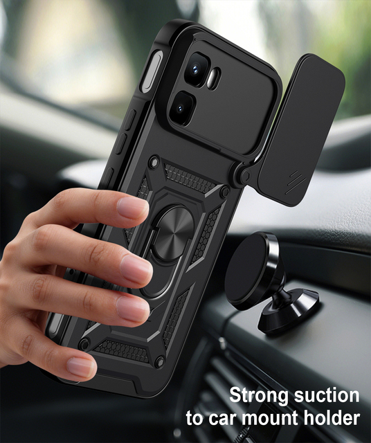 Military Grade Phone Case for Infinix GT 50 Pro 5G Slide Camera Shield 360 Spin Ring Kickstand Dual Layer TPU PC Wholesale