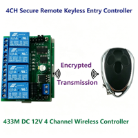 RF33A04 DC 12V 4CH 433M RF Encodeur-Décodeur à Code Roulant Hopping RC43A04 Contrôleur Émetteur Entrée Sécurisée à Distance Sans Clé B461