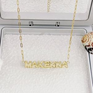 주문을 받아서 만들어진 14k 도금 금 925 스털링 실버 목걸이 6MM 거품 편지 개인 이름 목걸이 925 보석 - Product Image 3